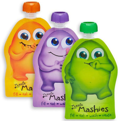 Little Mashies Reusable Squeeze Food Pouch - Assorted Designs (10 Pack)
