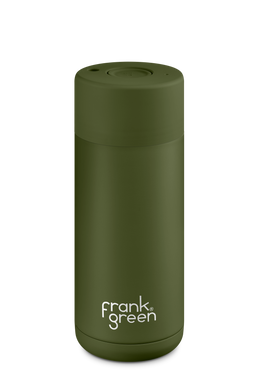 Frank Green Ceramic Reusable Bottle with Push Button Lid 475ml (16oz) - Khaki Green