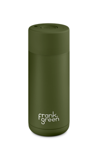 Frank Green Ceramic Reusable Bottle with Push Button Lid 475ml (16oz) - Khaki Green