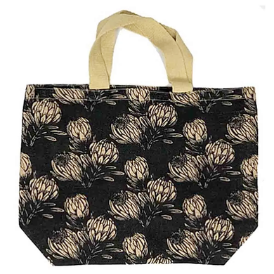 Reusable Shopping Bag - Jute Grocer Protea Charcoal