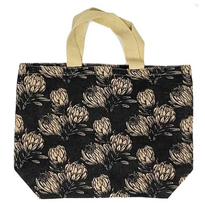 Reusable Shopping Bag - Jute Grocer Protea Charcoal