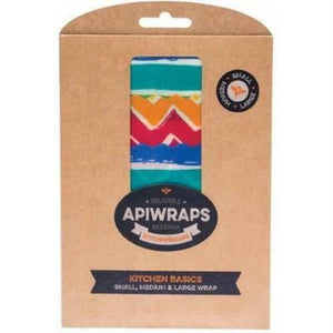 Apiwraps Reusable Beeswax Wraps - Kitchen Basics Pack (3 Pack - S, M, L)