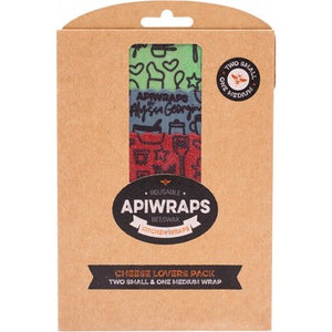 Apiwraps Reusable Beeswax Wraps - Cheese Lovers Pack (3 Pack - 2xS, M )
