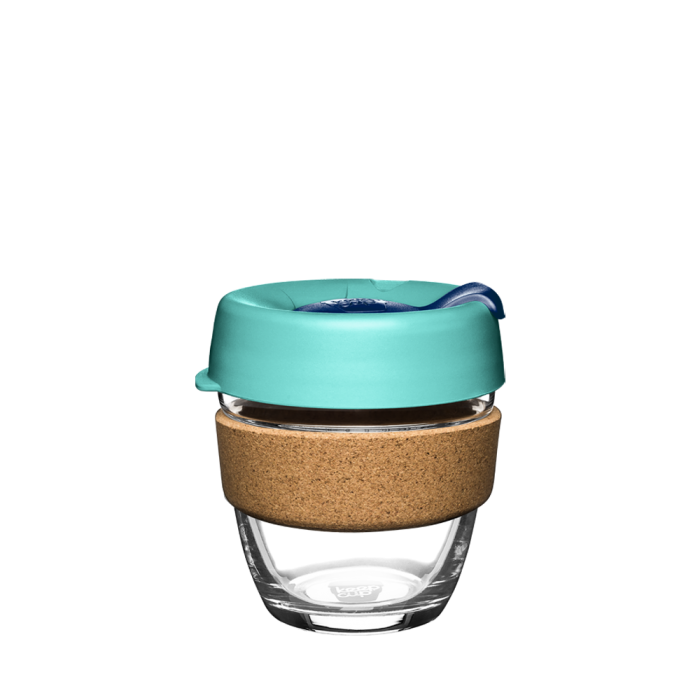 KeepCup Reusable Coffee Cup - Brew Glass & Cork - Small 8oz Turquoise (Australis)