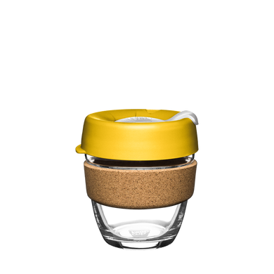 KeepCup Reusable Coffee Cup - Brew Glass & Cork - Small 8oz Yellow (Daffodil)