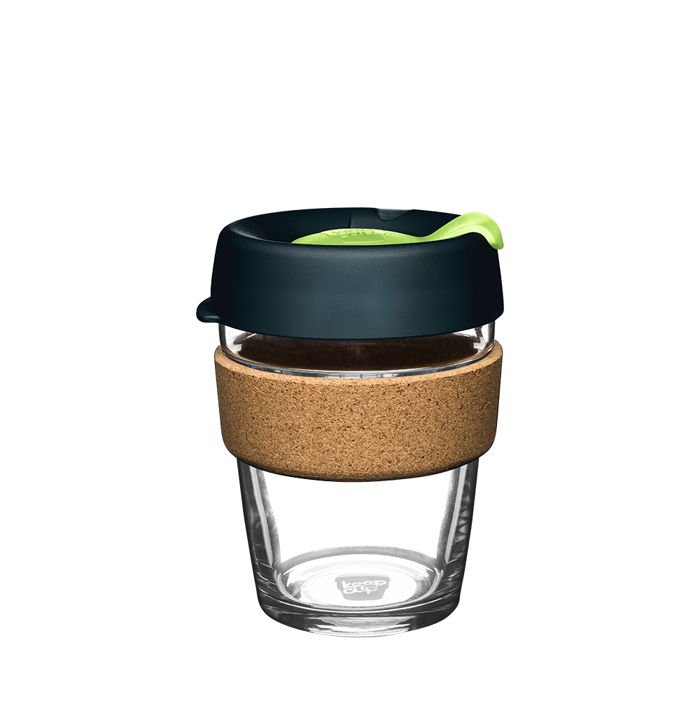 KeepCup Reusable Coffee Cup - Brew Glass & Cork - Medium 12oz Green (Deep)