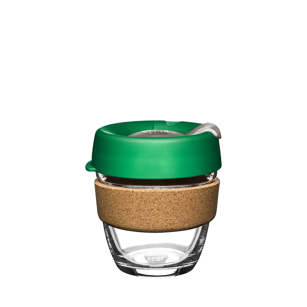 KeepCup Reusable Coffee Cup - Brew Glass & Cork - Small 8oz Green (Horizon)