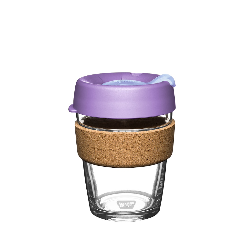 KeepCup Reusable Coffee Cup - Brew Glass & Cork - Medium 12oz Purple (Moonlight)
