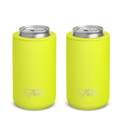 Frank Green 3-in-1 Insulated Stubby Holder & Tumbler with Lid 425ml (15oz) - Neon Yellow Duo (2 Pack)