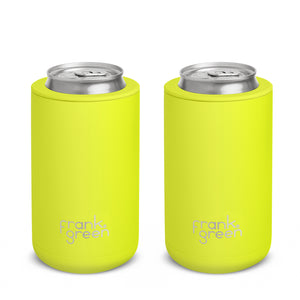 Frank Green 3-in-1 Insulated Stubby Holder & Tumbler with Lid 425ml (15oz) - Neon Yellow Duo (2 Pack)