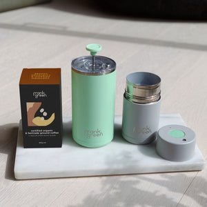 Frank Green Ceramic Insulated French Press Coffee Plunger 475ml (16oz) - Mint Gelato Green