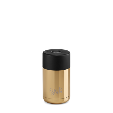 Frank Green Ceramic Reusable Cup Medium 295ml (10oz) - Chrome Gold & Midnight Black