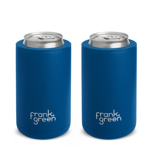 Frank Green 3-in-1 Insulated Stubby Holder & Tumbler with Lid 425ml (15oz) - Deep Ocean Blue Duo (2 Pack)