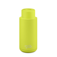 Load image into Gallery viewer, Frank Green Ceramic Reusable Bottle with Push Button Lid 1L (34oz) - Neon Yellow