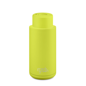 Frank Green Ceramic Reusable Bottle with Push Button Lid 1L (34oz) - Neon Yellow