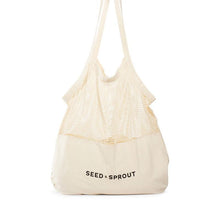 Load image into Gallery viewer, Seed &amp; Sprout Organic Cotton Mixed Canvas and Mesh Shopping Tote Bag