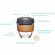 Load image into Gallery viewer, KeepCup Reusable Coffee Cup - Brew Glass &amp; Cork - Small 8oz Brown (Almond)
