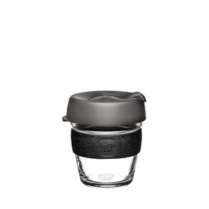 KeepCup Reusable Coffee Cup - Brew Glass & Silicone - Extra Small 6oz (Grey & Black)