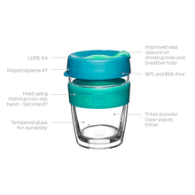 Load image into Gallery viewer, KeepCup Reusable Coffee Cup - Brew LongPlay Glass Double Wall - Large 16oz Green (Elm)