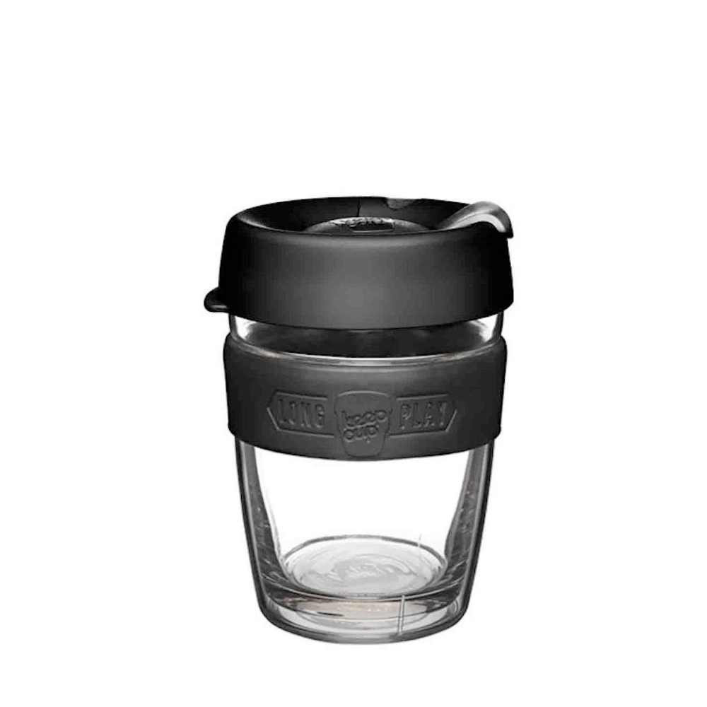 KeepCup Reusable Coffee Cup - Brew LongPlay Glass Double Wall - Medium 12oz (Black)