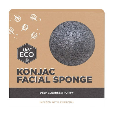 Ever Eco Konjac Facial Sponge - Charcoal Infused