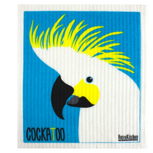Load image into Gallery viewer, RetroKitchen 100% Compostable Dishcloth - Blue Cockatoo