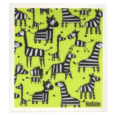 RetroKitchen 100% Compostable Dishcloth - Lime Zebras