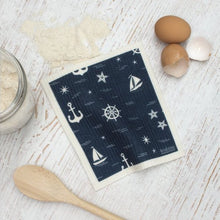 Load image into Gallery viewer, RetroKitchen 100% Compostable Dishcloth - Navy Nautical
