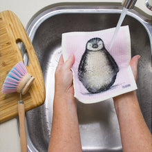 Load image into Gallery viewer, RetroKitchen 100% Compostable Dishcloth - Pink Baby Penguin