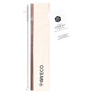 On-The-Go Straw Kit & Cleaning Brush - Rose Gold-out & about-MintEcoShop