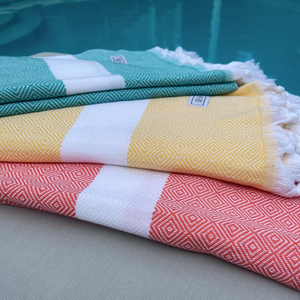 Seven Seas Turkish Towel / Sarong - Premium Diamond Jewel - Yellow