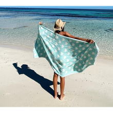 Load image into Gallery viewer, Seven Seas Turkish Towel / Sarong - Premium Hearts - Marine Mint Green