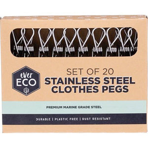 Stainless Steel Clothes Pegs (20 Pack)-laundry-MintEcoShop