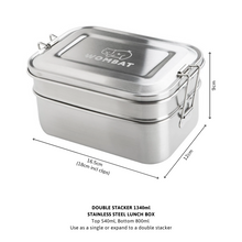 Load image into Gallery viewer, Wombat Stainless Steel Lunch Box - Double Stacker (1340ml)