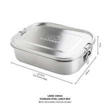 Load image into Gallery viewer, Wombat Stainless Steel Lunch Box with Removable Divider - Large (1400ml)