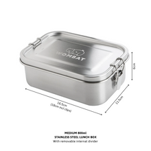 Load image into Gallery viewer, Wombat Stainless Steel Lunch Box with Removable Divider - Medium (800ml)