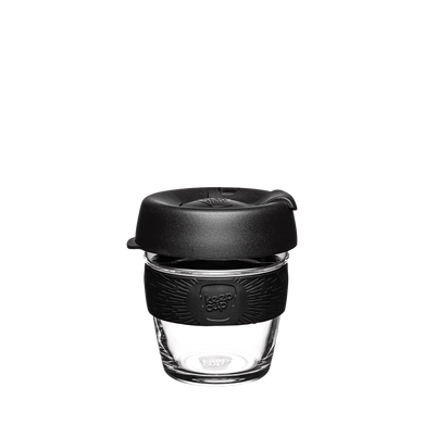 KeepCup Reusable Coffee Cup - Brew Glass & Silicone - Extra Small 6oz (Black)