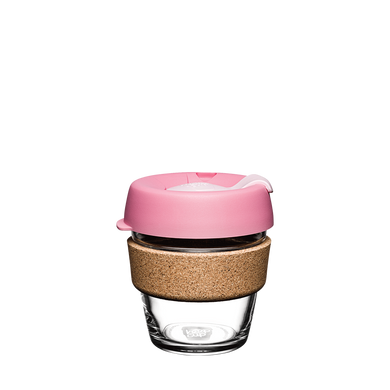 KeepCup Reusable Coffee Cup - Brew Glass & Cork - Extra Small 6oz Pink (Saskatoon)