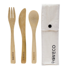 Load image into Gallery viewer, Bamboo Cutlery Set with Pouch-out &amp; about-MintEcoShop