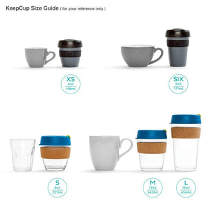 KeepCup Reusable Coffee Cup - Brew Glass & Cork - Small 8oz Grey (Myrtle)