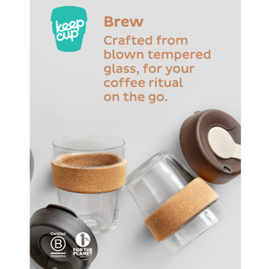 KeepCup Reusable Coffee Cup - Brew Glass & Cork - Extra Small 6oz (Black)