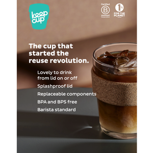 KeepCup Reusable Coffee Cup - Brew Glass & Cork - Medium 12oz Deep Blue (Spruce)
