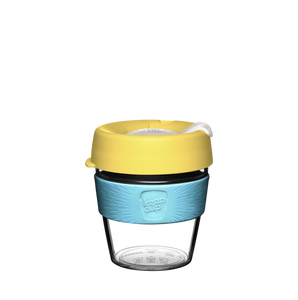 KeepCup Reusable Coffee Cup - Original Clear - Small 8oz Yellow/Sky Blue (Sunlight)