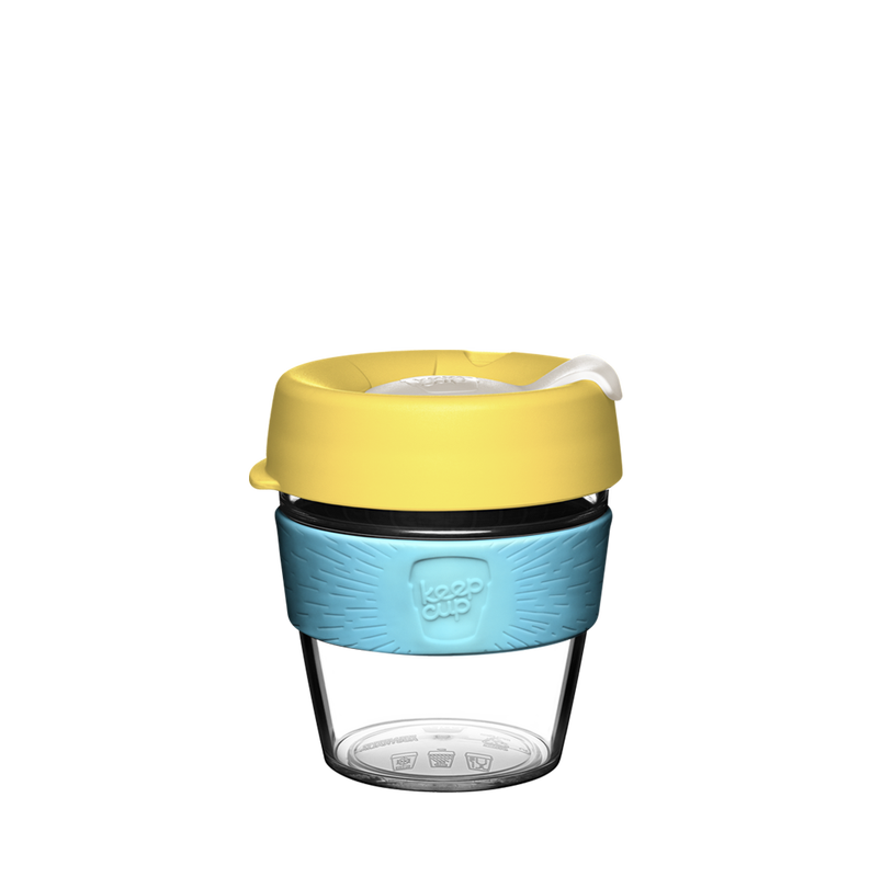 KeepCup Reusable Coffee Cup - Original Clear - Small 8oz Yellow/Sky Blue (Sunlight)