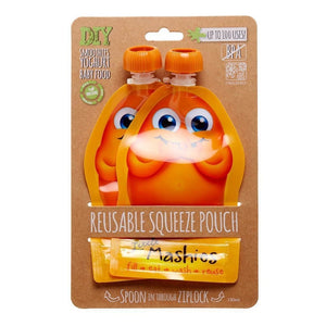 Little Mashies Reusable Squeeze Food Pouch - Orange (2 Pack)