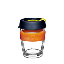 Load image into Gallery viewer, KeepCup Reusable Coffee Cup - Brew LongPlay Glass Double Wall - Medium 12oz Black/Orange (Banksia)