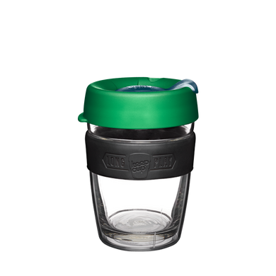 KeepCup Reusable Coffee Cup - Brew LongPlay Glass Double Wall - Medium 12oz Green (Elm)