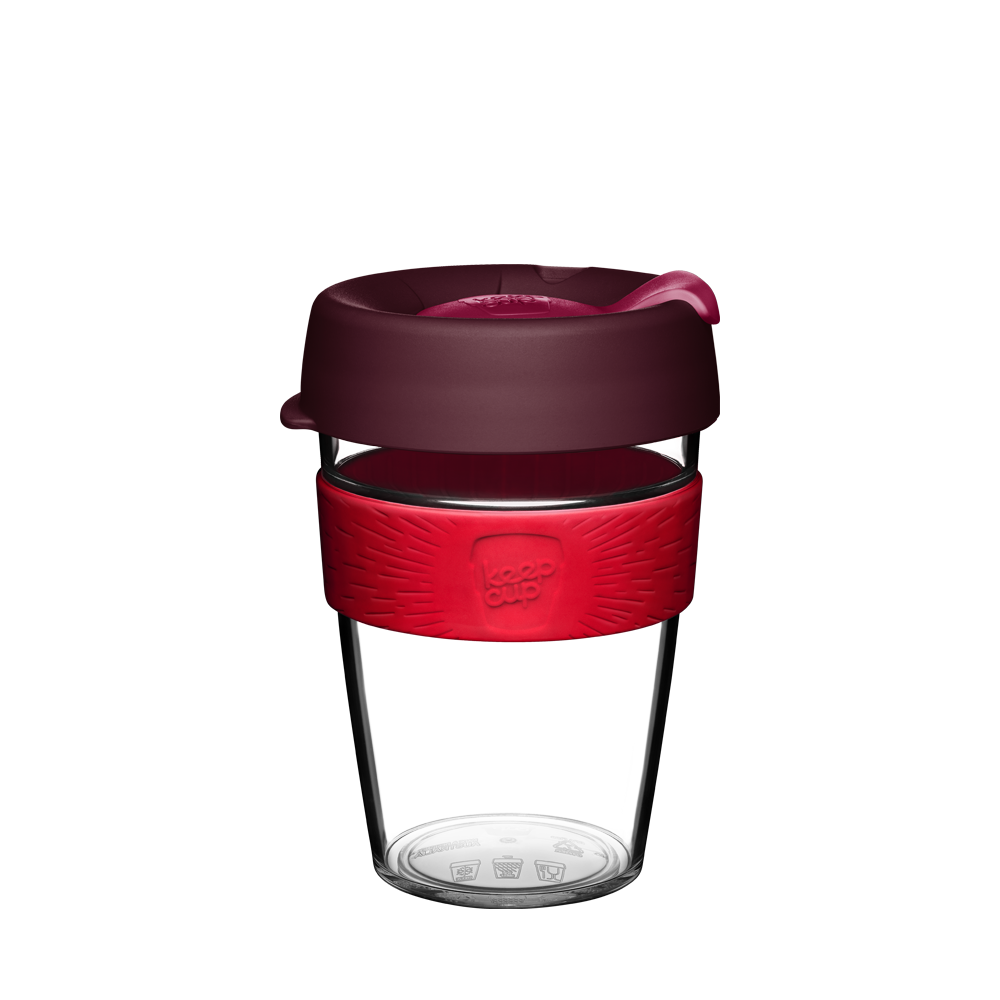 KeepCup Reusable Coffee Cup - Original Clear - Medium 12oz Maroon/Red Red (Kangaroo Paw)