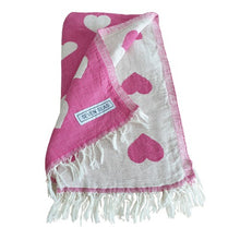 Load image into Gallery viewer, Seven Seas Turkish Towel / Sarong - Premium Hearts - Fuschia Pink