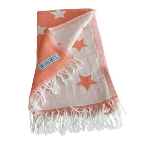 Seven Seas Turkish Towel / Sarong - Premium Stars - Coral Orange
